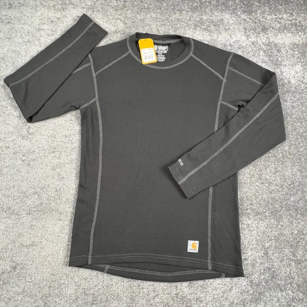 Carhartt Force Midweight Waffle Base Layer Crewneck Top Work Gray Mens Small NWT